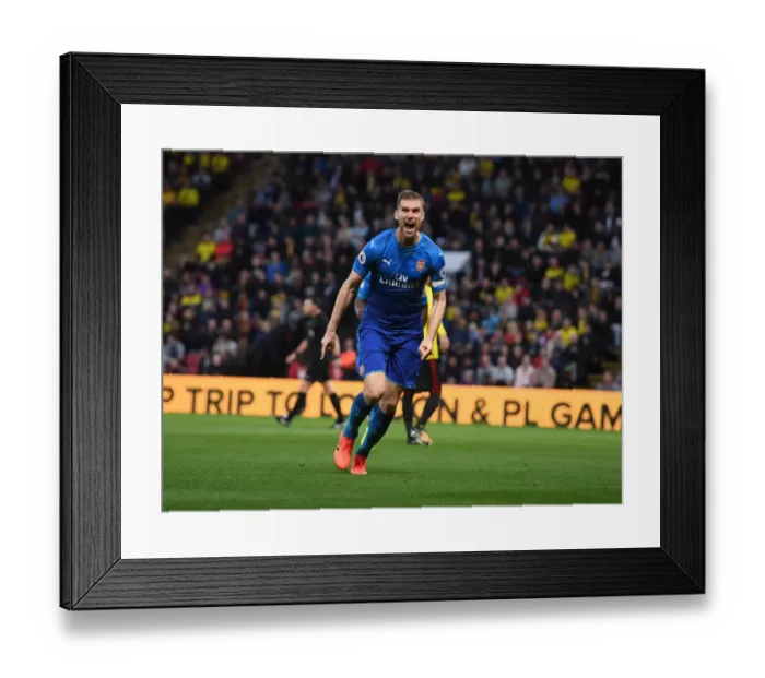 Framed Print : Per Mertesacker's Shocking Goal: Arsenal's Victory over Watford (2017-18) Framed Print : Per Mertesacker's Shocking Goal: Arsenal's Victory over Watford (2017-18)