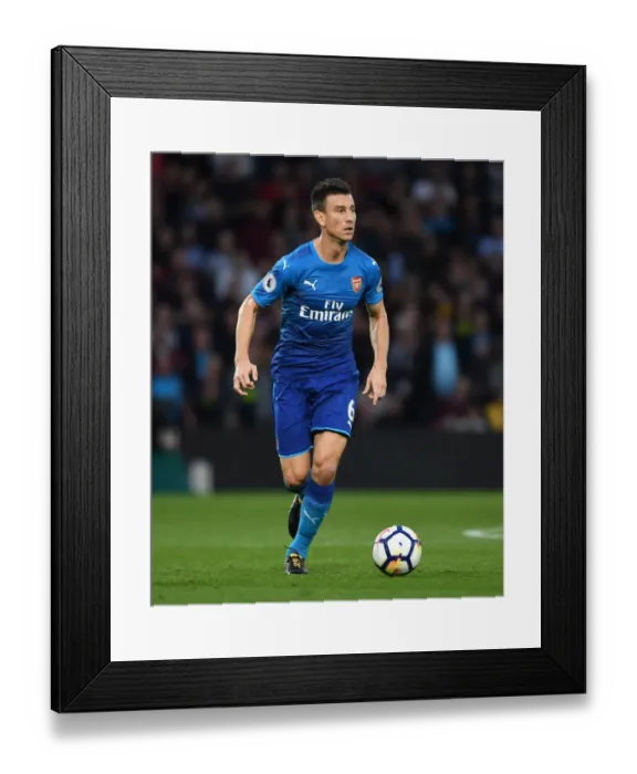 Framed Print : Laurent Koscielny Focuses in Arsenal's Victory Against Watford (2017-18)