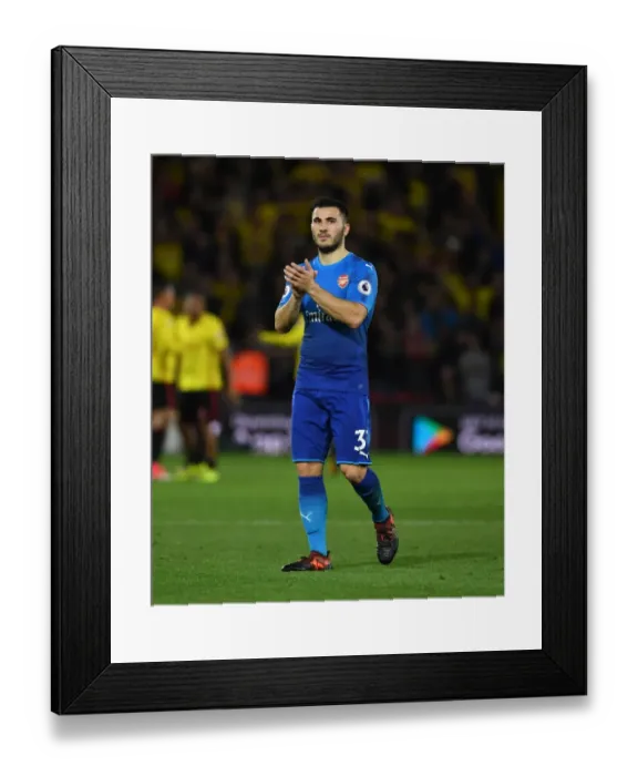 Framed Print : Sead Kolasinac Salutes Arsenal Fans: Watford vs Arsenal, Premier League 2017-18 Framed Print : Sead Kolasinac Salutes Arsenal Fans: Watford vs Arsenal, Premier League 2017-18