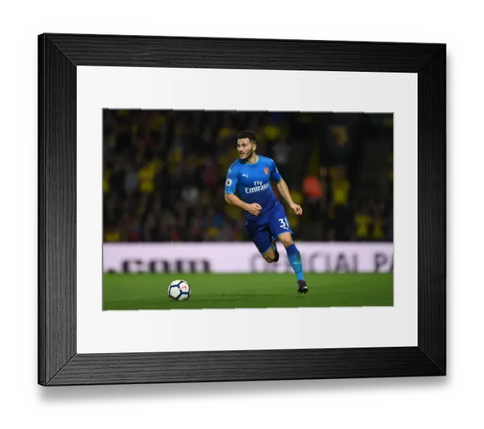 Framed Print : Sead Kolasinac: Arsenal's Defensive Powerhouse in Action Against Watford, Premier League 2017-18