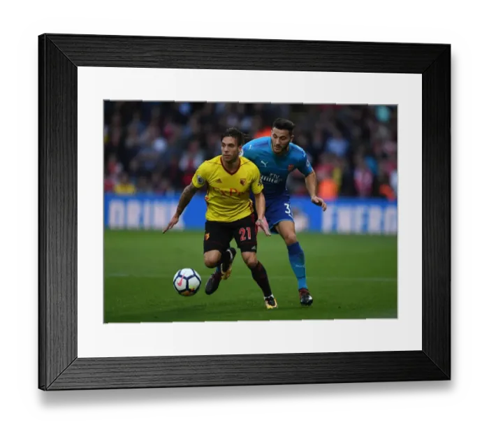 Framed Print : Sead Kolasinac vs. Kiko Femenia: Intense Battle in Watford v Arsenal Premier League Clash Framed Print : Sead Kolasinac vs. Kiko Femenia: Intense Battle in Watford v Arsenal Premier League Clash