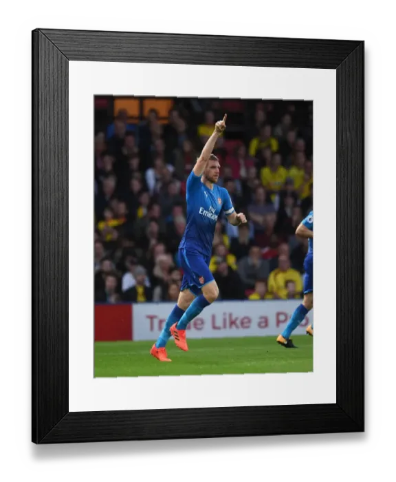 Framed Print : Per Mertesacker's Shocking Goal: Arsenal's Victory at Watford (2017-18) Framed Print : Per Mertesacker's Shocking Goal: Arsenal's Victory at Watford (2017-18)