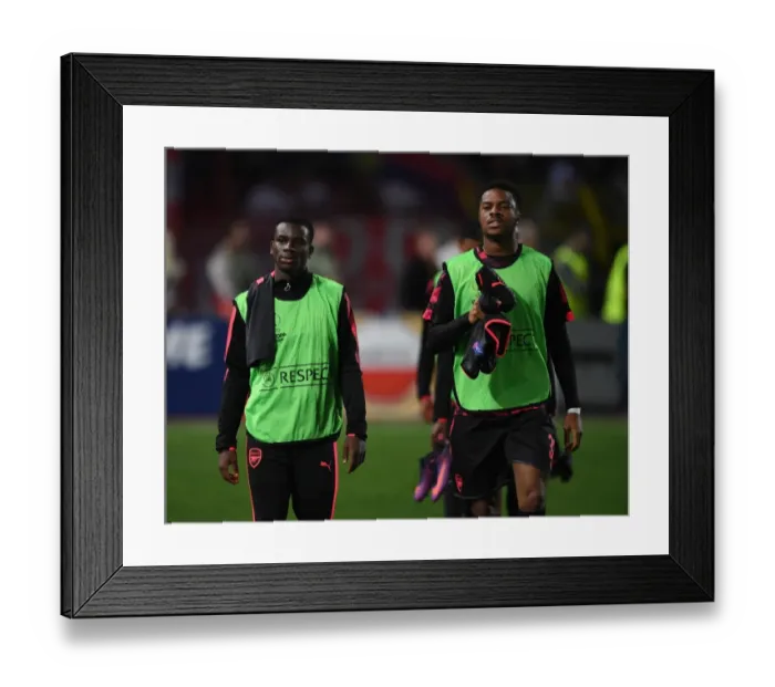 Framed Print : Jordi Osei-Tutu and Chuba Akpom (Arsenal). Red Star Belgrade 0: 1 Arsenal. Europa League