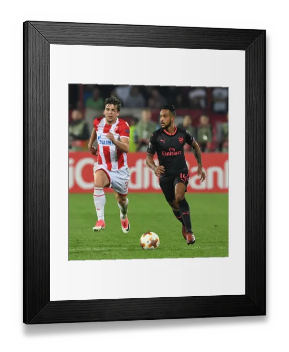 Framed Print : Theo Walcott Dashes Past Filip Stojkovic: Arsenal vs Crvena Zvezda, Europa League 2017