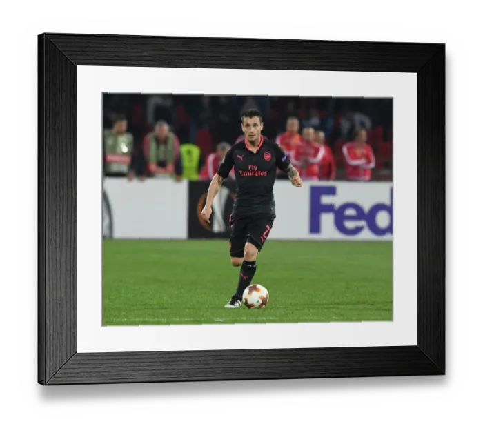 Framed Print : Mathieu Debuchy in Action: Arsenal vs. Red Star Belgrade, Europa League 2017-18