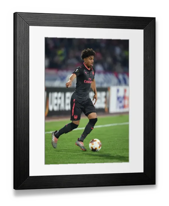 Framed Print : Reiss Nelson in Action: Arsenal vs. Red Star Belgrade, Europa League 2017-18
