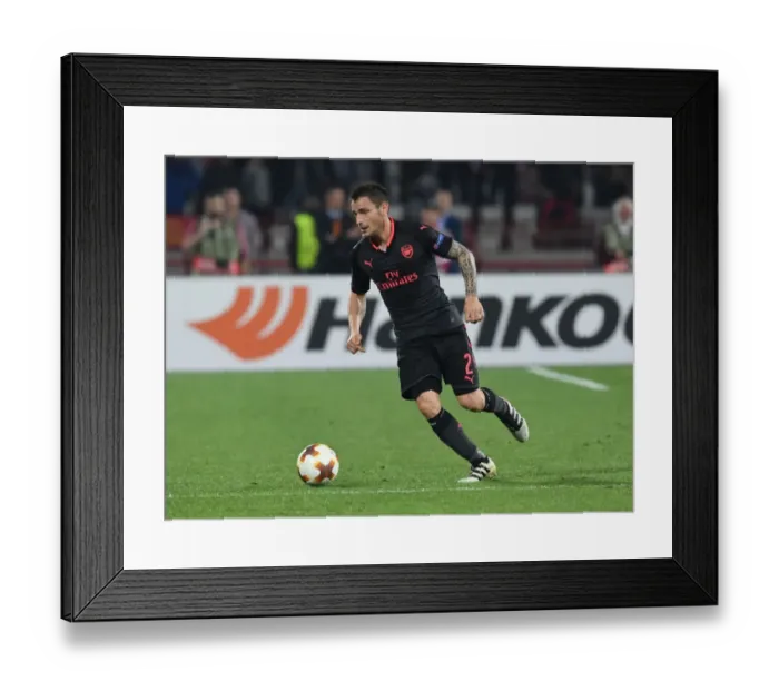 Framed Print : Mathieu Debuchy in Action: Arsenal vs. Red Star Belgrade, Europa League 2017-18