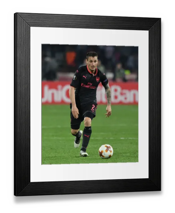 Framed Print : Mathieu Debuchy in Action: Arsenal vs. Red Star Belgrade, Europa League 2017-18