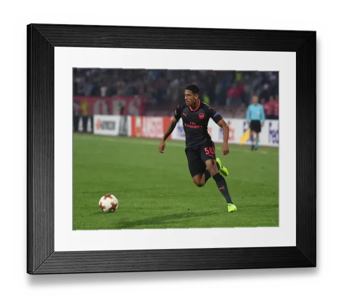 Framed Print : Marcus McGuane in Action: Arsenal vs. Red Star Belgrade, Europa League 2017-18