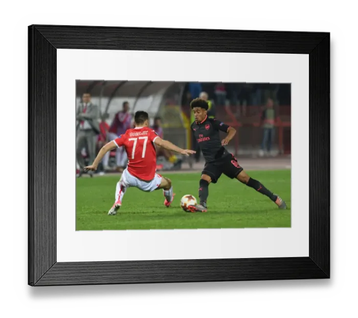 Framed Print : Reiss Nelson vs Marko Gobijic: Battle at Rajko Mitic Stadium - Arsenal vs Crvena Zvezda, Europa League 2017 Framed Print : Reiss Nelson vs Marko Gobijic: Battle at Rajko Mitic Stadium - Arsenal vs Crvena Zvezda, Europa League 2017