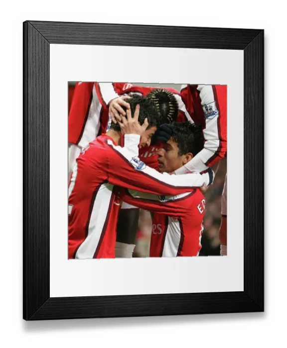 Framed Print : Eduardo and Carlos Vela: Unstoppable Duo Celebrates Arsenal's 4:0 FA Cup Victory
