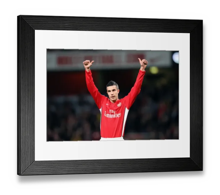 Framed Print : Robin van Persie's Euphoric Moment: Arsenal's Unforgettable 4th Goal vs. Cardiff City in FA Cup
