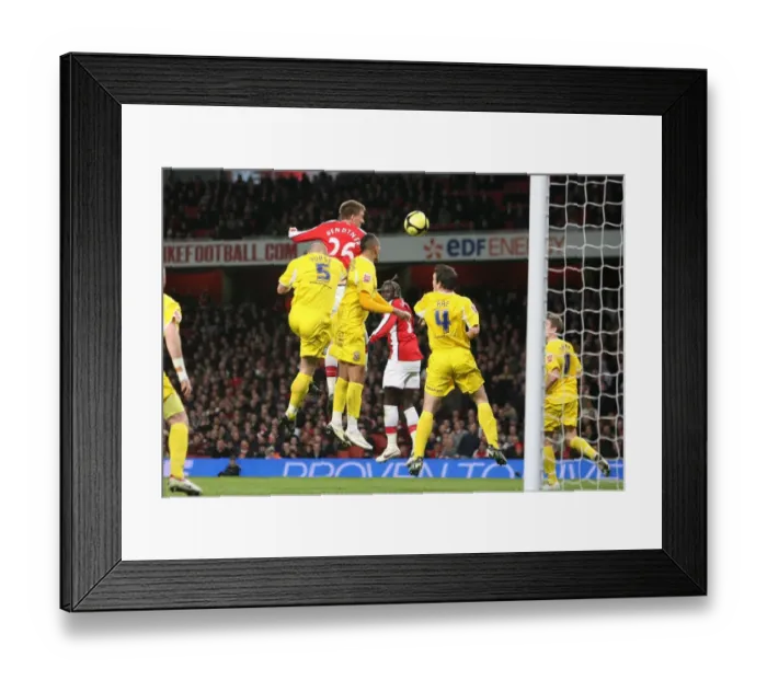 Framed Print : Bendtner Scores the Second: Arsenal Crushes Cardiff 4-0
