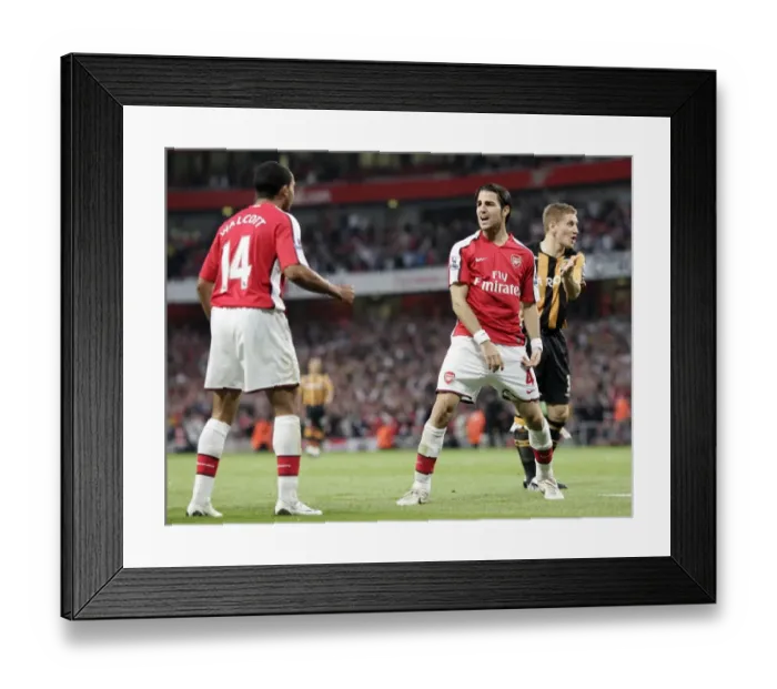 Framed Print : Cesc Fabregas celebrates Arsenals goal with Theo Walcott