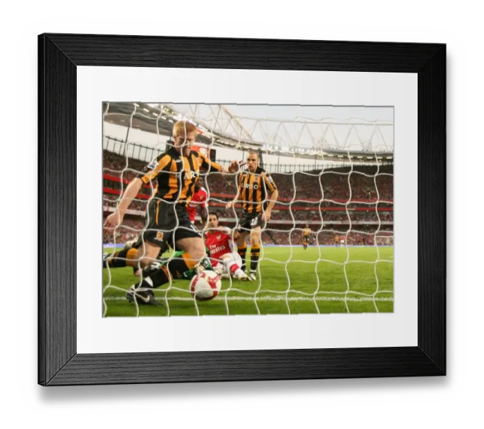 Framed Print : Cesc Fabregas scores Arsenals goal under pressure from Paul McShane Framed Print : Cesc Fabregas scores Arsenals goal under pressure from Paul McShane