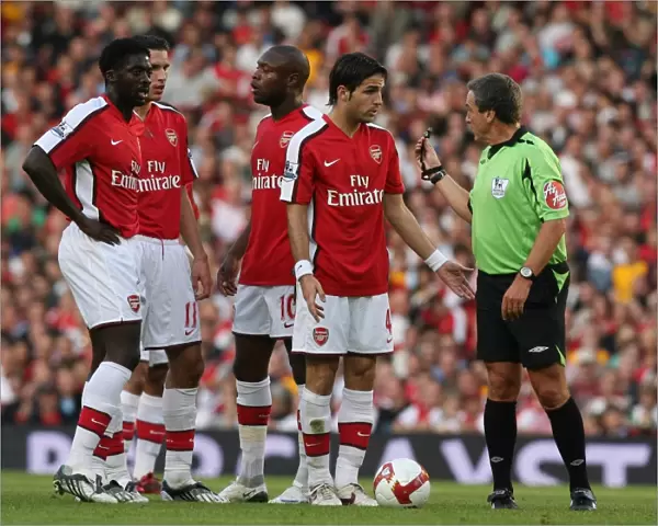Cesc Fabregas (Arsenal) and referee Alan Wiley
