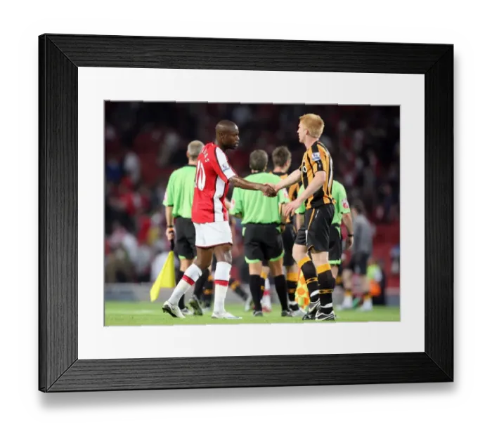 Framed Print : Gallas and McShane: Sportsmanship Amidst Defeat - Arsenal 1:2 Hull City, 2008
