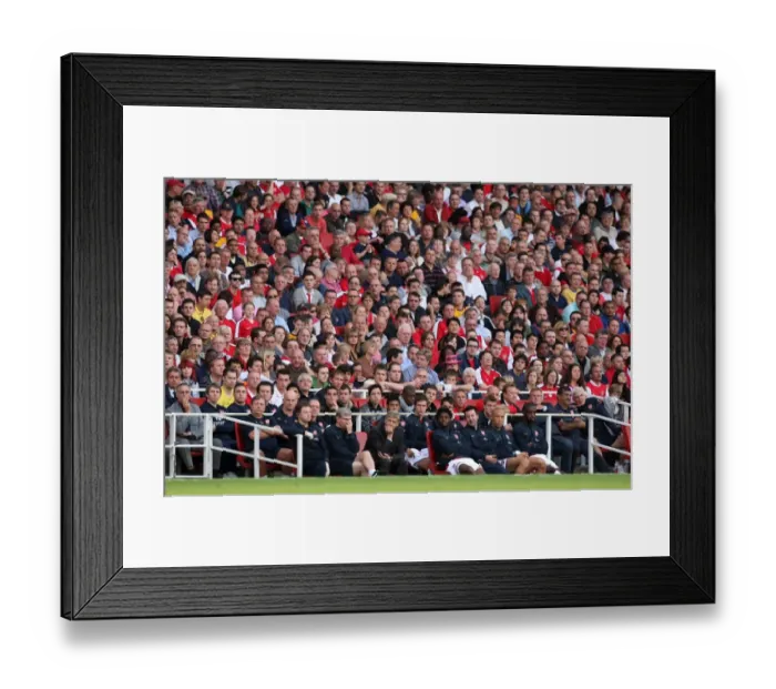 Framed Print : Arsene Wenger the Arsenal Manager and the Arsenal bench Framed Print : Arsene Wenger the Arsenal Manager and the Arsenal bench