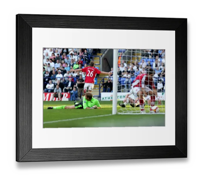 Framed Print : Arsenal's Nicklas Bendtner Celebrates Second Goal Against Bolton Wanderers in 2008-09 Premier League