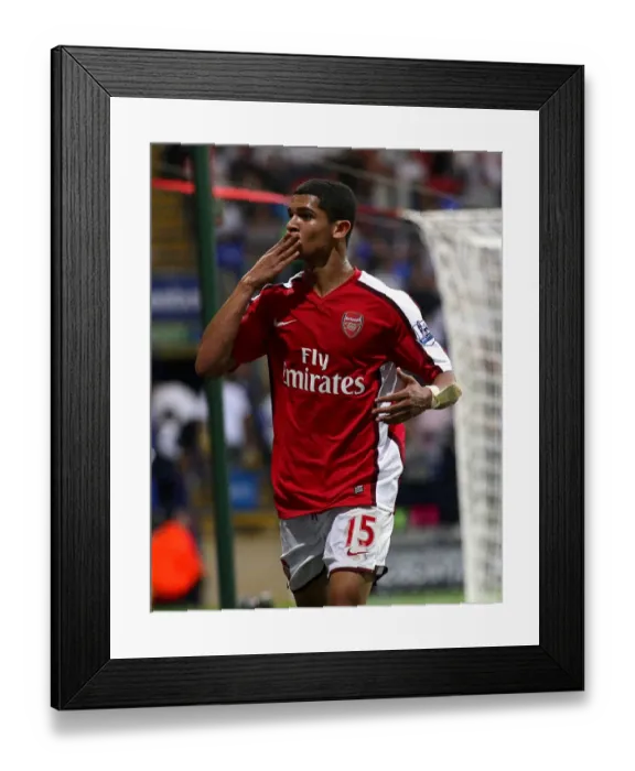 Framed Print : Denilson's Triumph: Arsenal's Third Goal Against Bolton Wanderers in the Barclays Premier League (2008-09)