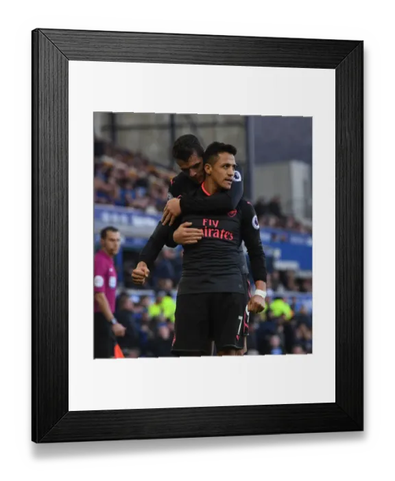 Framed Print : Five-Star Sanchez and Xhaka: Arsenal's Unstoppable Duo in Action against Everton (2017-18)