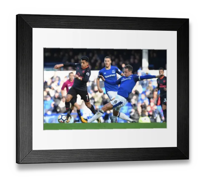 Framed Print : Clash at Goodison Park: Sanchez vs Jagielka, Everton vs Arsenal, Premier League 2017-18