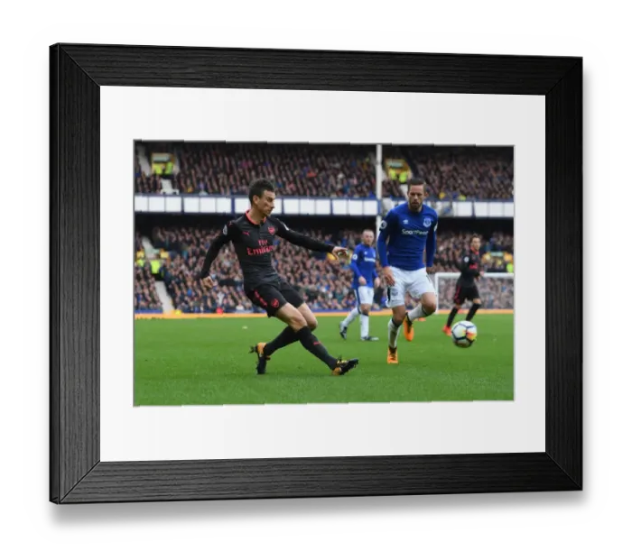 Framed Print : Koscielny vs Sigurdsson: Intense Battle at Goodison Park - Everton vs Arsenal, Premier League 2017-18