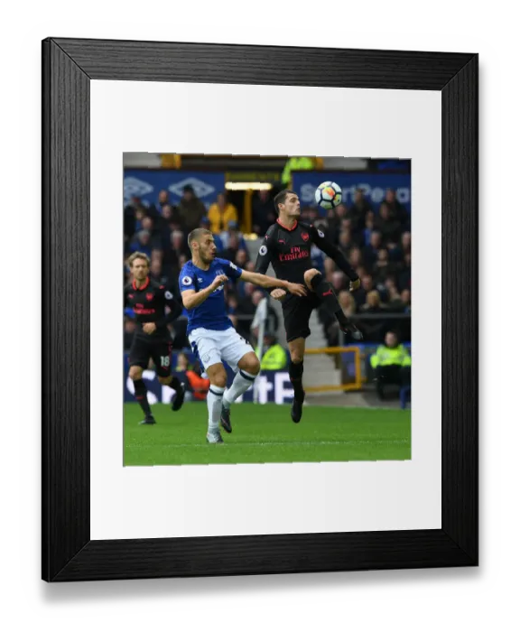 Framed Print : Xhaka vs Vlasic: Intense Battle in Everton vs Arsenal Premier League Clash