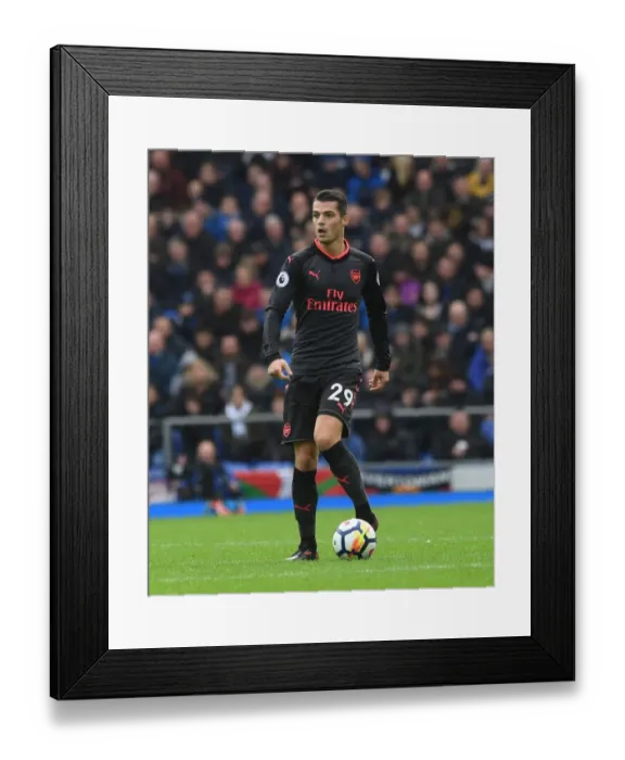 Framed Print : Granit Xhaka: Arsenal Midfielder in Action vs. Everton, Premier League 2017-18 Framed Print : Granit Xhaka: Arsenal Midfielder in Action vs. Everton, Premier League 2017-18