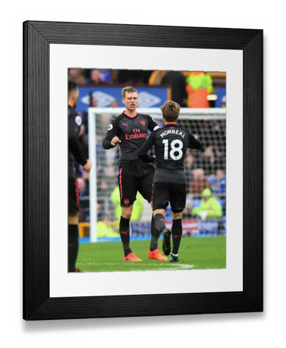 Framed Print : Monreal and Mertesacker Celebrate First Goal: Everton vs. Arsenal, 2017-18 Premier League Framed Print : Monreal and Mertesacker Celebrate First Goal: Everton vs. Arsenal, 2017-18 Premier League