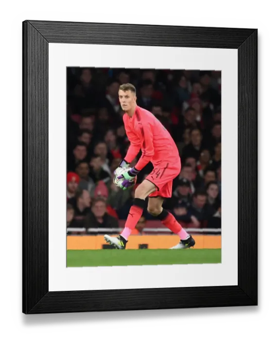 Framed Print : Arsenal's Matt Macey in Action against Norwich City - Carabao Cup Fourth Round, 2017-18