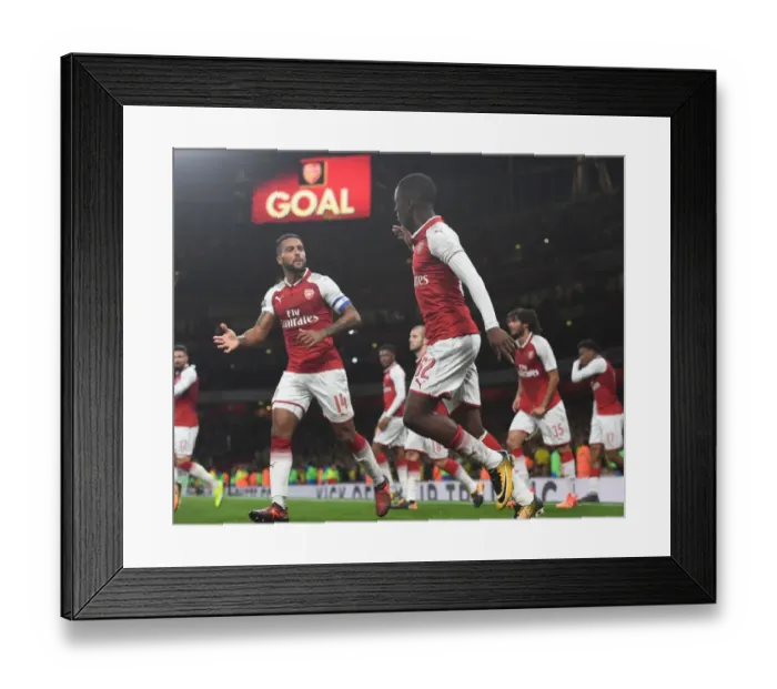 Framed Print : Arsenal: Nketiah and Walcott Celebrate Goal Against Norwich City in Carabao Cup Framed Print : Arsenal: Nketiah and Walcott Celebrate Goal Against Norwich City in Carabao Cup