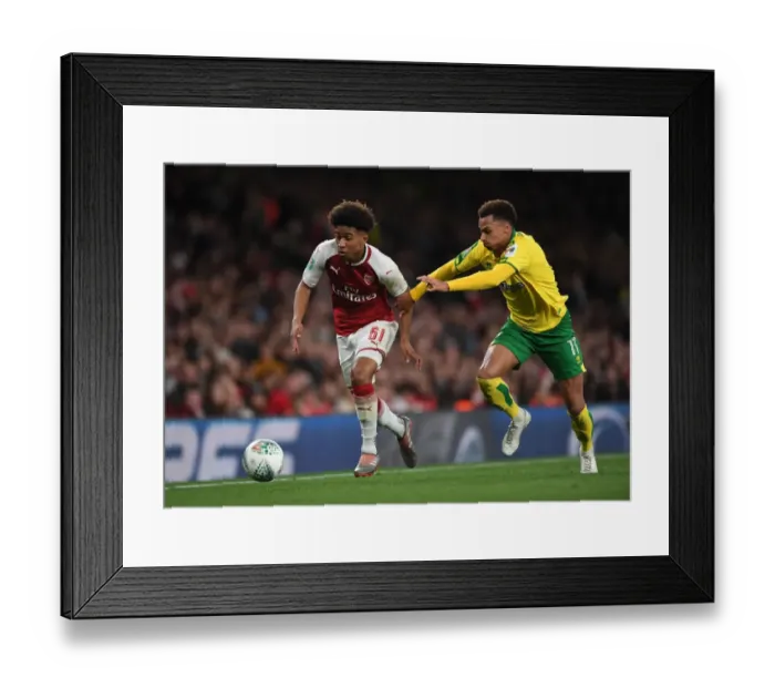 Framed Print : Reiss Nelson vs. Josh Murphy: A Battle at the Emirates - Arsenal vs. Norwich City, Carabao Cup Fourth Round, 2017-18