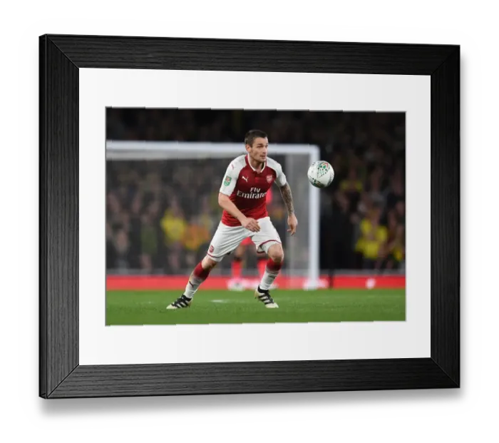 Framed Print : Mathieu Debuchy in Action: Arsenal vs. Norwich City - Carabao Cup 2017-18