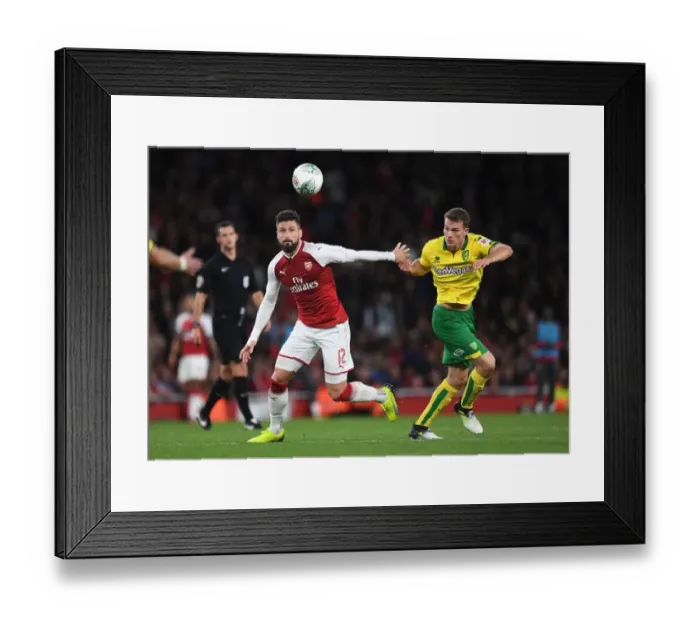 Framed Print : Giroud vs. Zimmermann: A Carabao Cup Showdown - Arsenal vs. Norwich