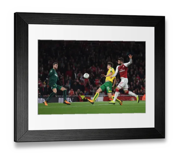 Framed Print : Giroud vs. Klose: A Carabao Cup Battle at the Emirates - Arsenal vs. Norwich (2017-18)