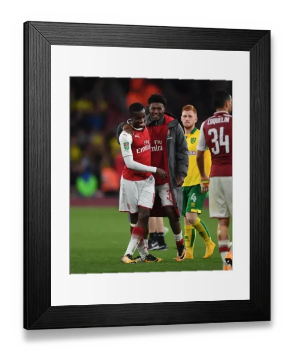 Framed Print : Arsenal's Ainsley Maitland-Niles and Eddie Nketiah Celebrate Carabao Cup Victory over Norwich City Framed Print : Arsenal's Ainsley Maitland-Niles and Eddie Nketiah Celebrate Carabao Cup Victory over Norwich City