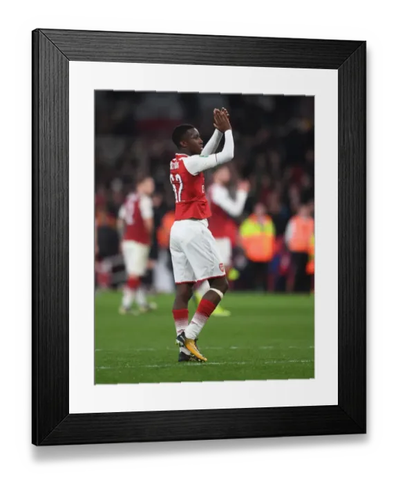 Framed Print : Eddie Nketiah Celebrates with Arsenal Fans after Carabao Cup Victory over Norwich City
