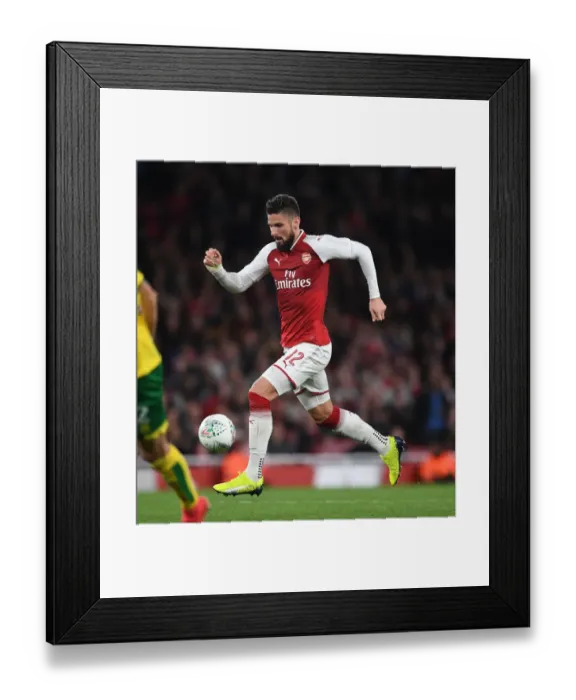 Framed Print : Arsenal's Olivier Giroud in Action against Norwich City - Carabao Cup 2017-18