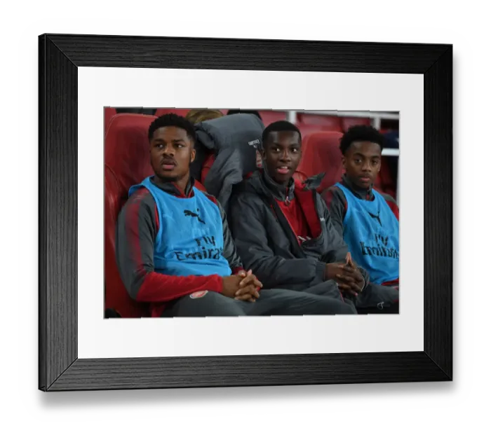 Framed Print : Arsenal's Akpom, Nketiah, and Willock Prepare for Norwich Clash in Carabao Cup