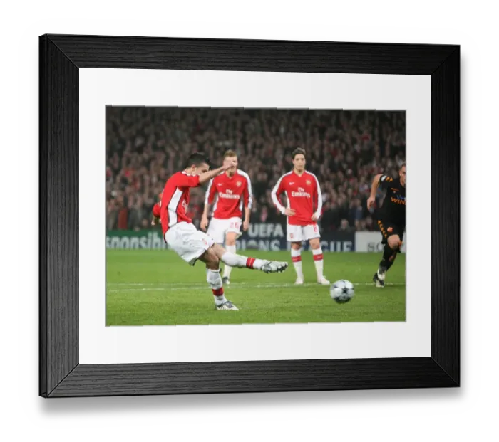 Framed Print : Van Persie's Penalty: Arsenal Takes 1-0 Lead Over AS Roma in Champions League