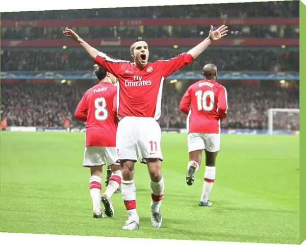 Robin van Persie celebrates scoring the Arsenal goal