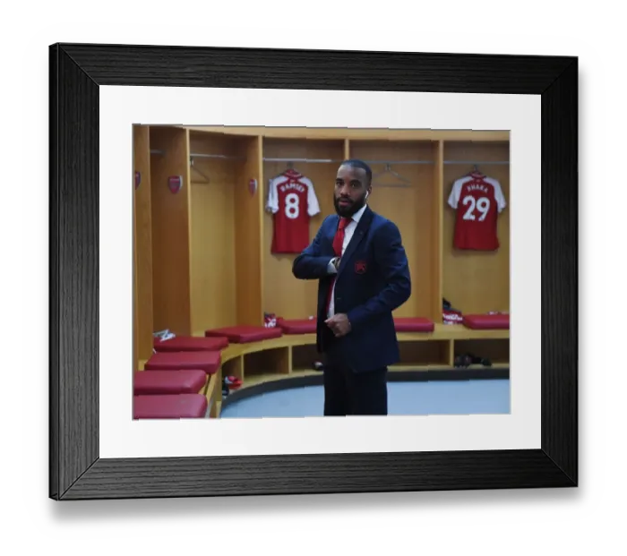 Framed Print : Alex Lacazette in Arsenal Changing Room Before Arsenal vs Swansea City, Premier League 2017-18 Framed Print : Alex Lacazette in Arsenal Changing Room Before Arsenal vs Swansea City, Premier League 2017-18