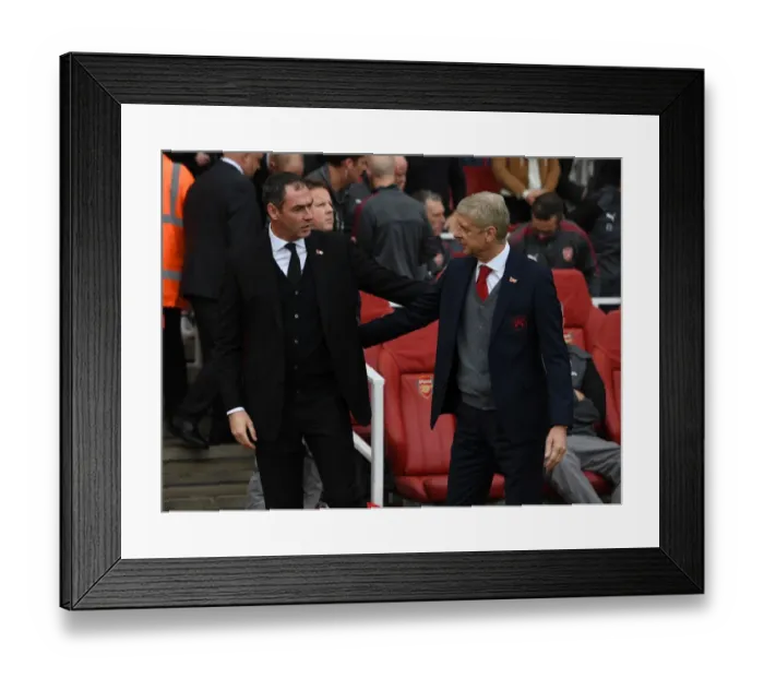 Framed Print : Arsene Wenger and Paul Clement Greet Each Other Before Arsenal v Swansea City, Premier League 2017-18