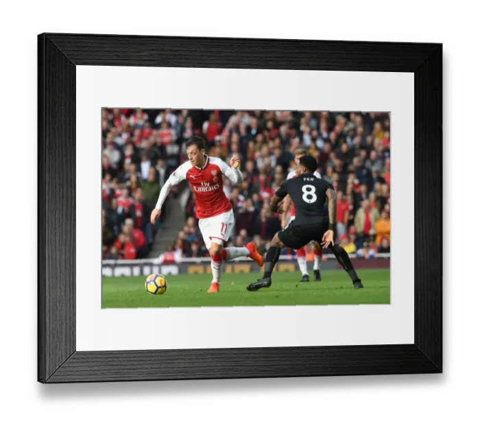 Framed Print : Mesut Ozil vs. Leroy Fer: A Midfield Showdown - Arsenal vs. Swansea City, Premier League 2017-18
