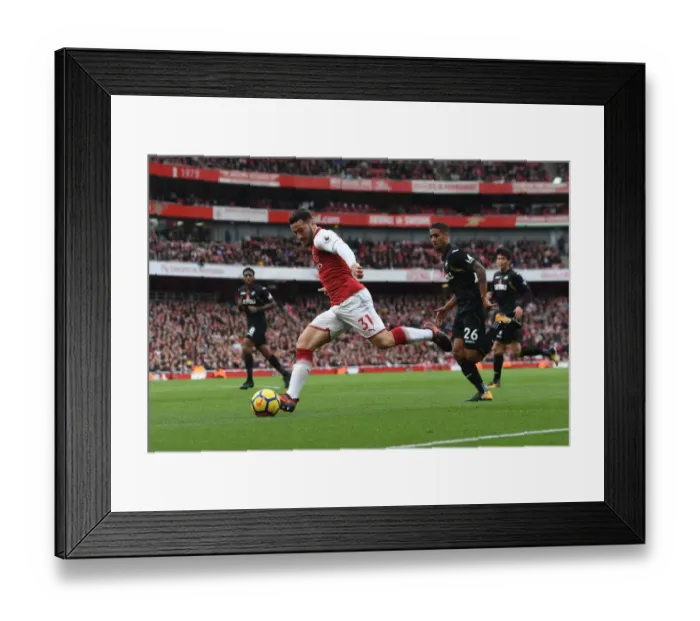 Framed Print : Sead Kolasinac vs Kyle Naughton: A Battle at the Emirates - Arsenal v Swansea City, Premier League 2017-18