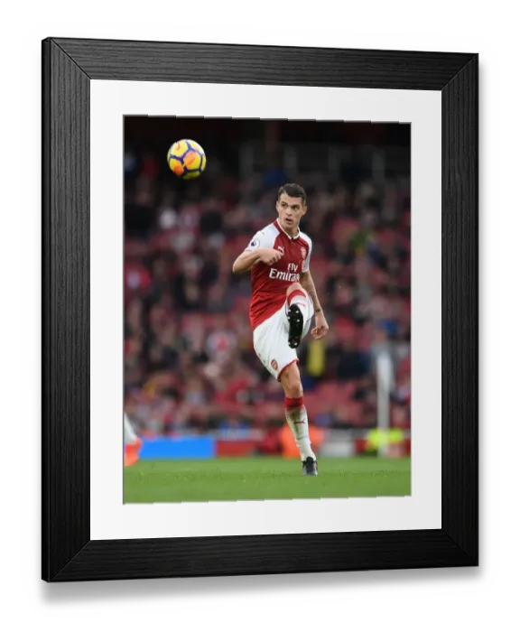 Framed Print : Granit Xhaka: Arsenal's Midfield Mastermind in Action against Swansea City, Premier League 2017-18