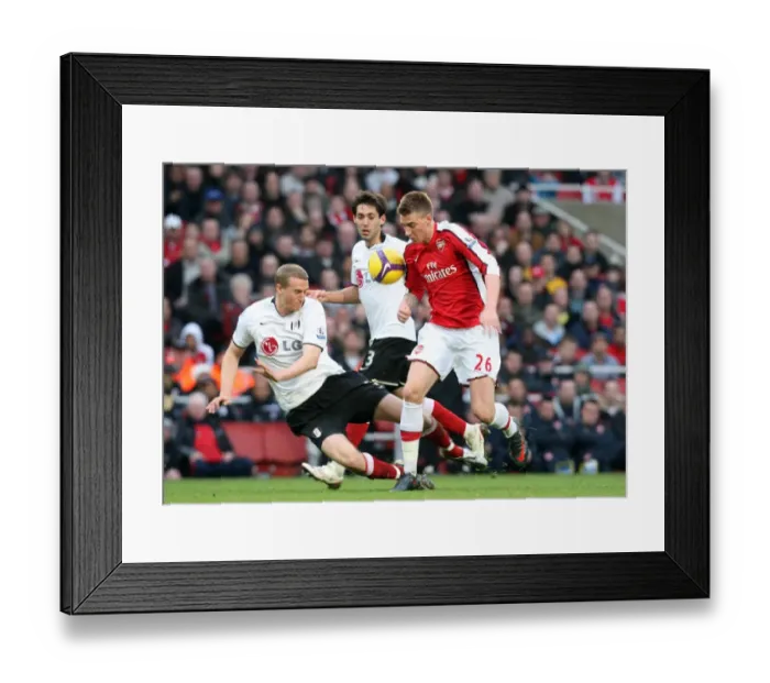 Framed Print : Nicklas Bendtner (Arsenal) Clint Dempsey and Brede Hangeland (Fulham) Framed Print : Nicklas Bendtner (Arsenal) Clint Dempsey and Brede Hangeland (Fulham)