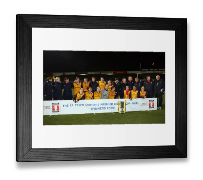 Framed Print : Arsenal Ladies celebrate winning the League Cup