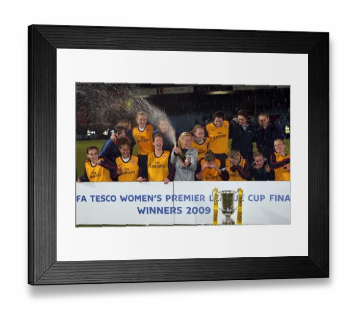 Framed Print : Arsenal Ladies Celebrate League Cup Victory: 5-0 Win Over Doncaster Rovers Belles